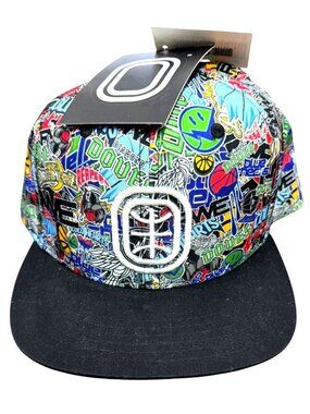 Overtime Graffiti Snapback Hat Adjustable Black Bill Multicolor Design